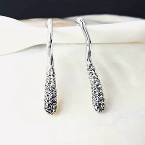 Linear Crystal Earrings Pave’ Silver Alexis Bittar Solanales N27